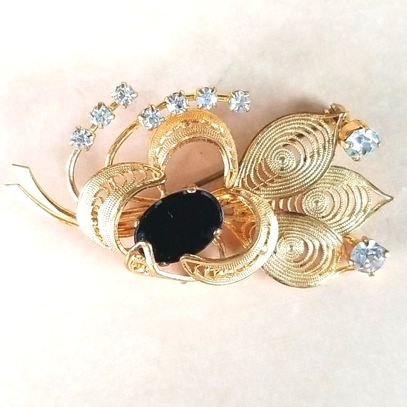 Vintage Western Germany Rhinestone Brooch Pin - Picture 12 of 15